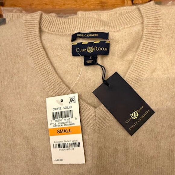 Club Room 100% Cashmere V-Neck Sweater - Picture 3 of 3